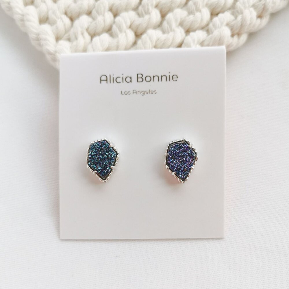 Alicia Bonnie Elsa Silver Multicolor Drusy Earrings